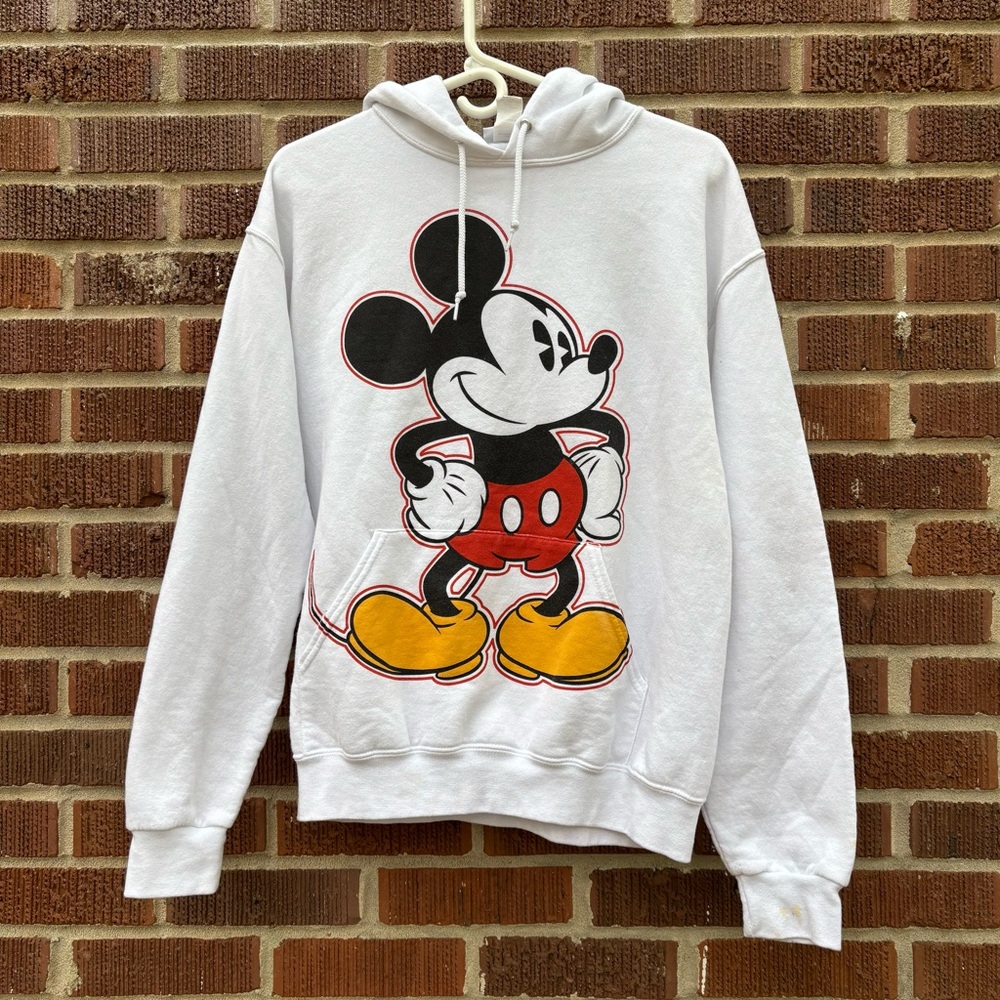 Disney Parks Mickey Mouse White Unisex Hoodie Sweatshirt Size M